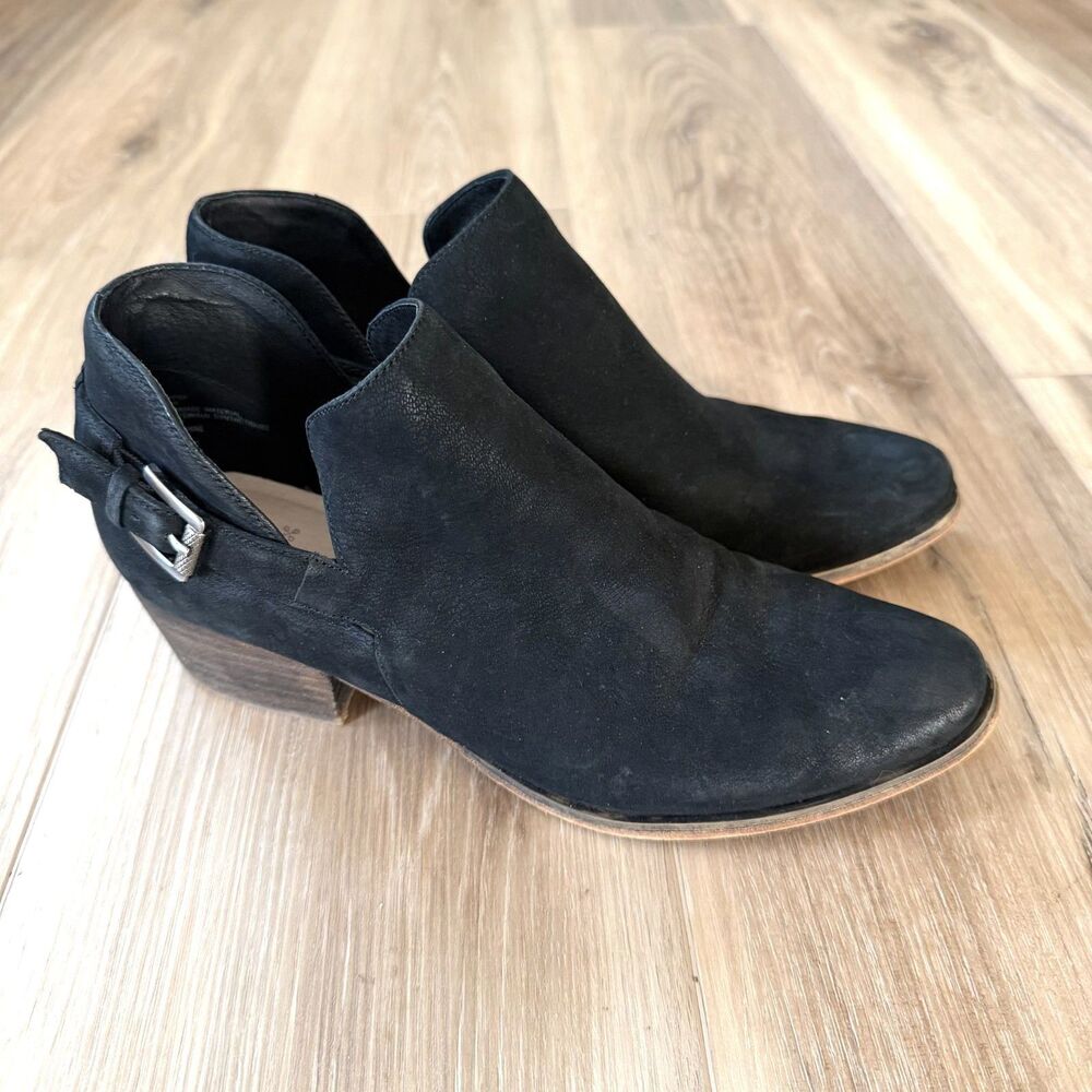 Womens Black Leather Caslon Side Cutout Ankle Western Cowgirl Booties Boots 7M